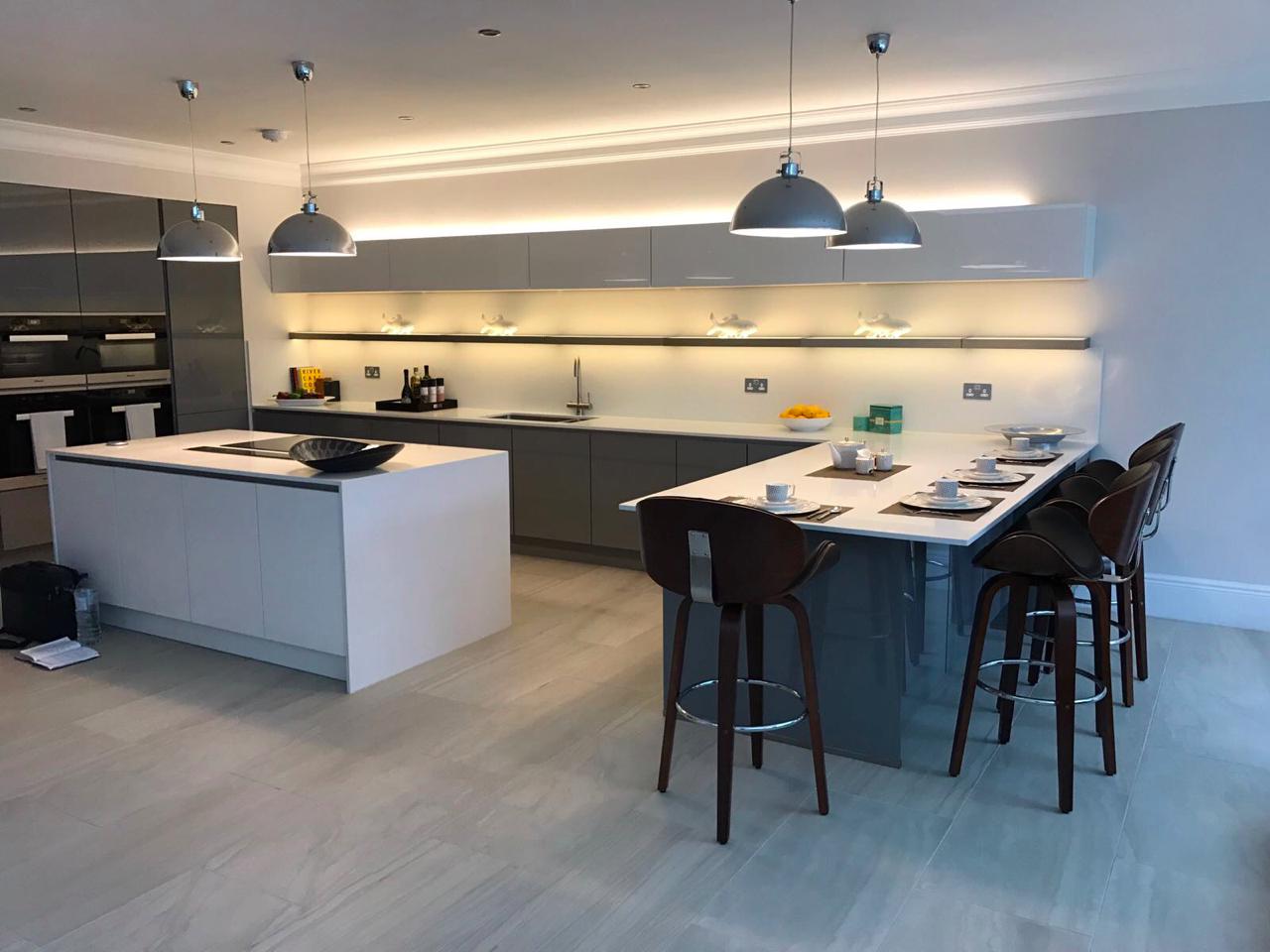 large open plan kitchen with u shape island contemporary kitchen buckinghamshire
